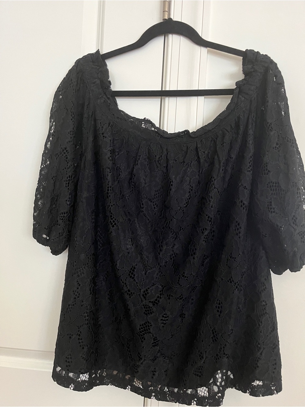 🖤🖤🖤Lane Bryant Black Lace Puff-Sleeve Blouse